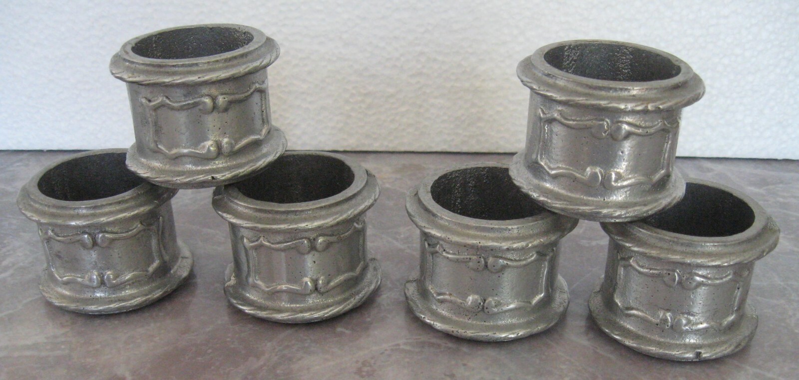 6  Pewter Napkin Rings Vintage