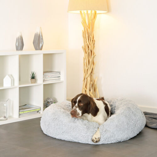 lionto Cama perros redonda cojín gatos sofá donut (3XL) 100 cm Ø gris claro - Imagen 2 de 6