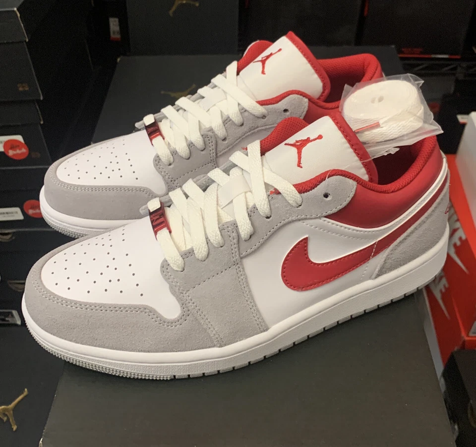 Air Jordan 1 Low SE Gris Claro Humo Gimnasio Rojo Zapatos DC6991-016 DM0589-016 GS Hombres Foto 2 de 4