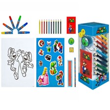 Super Mario 35 tlg. Kinder Malset Buntstifte Fasermaler Lineal Poster Anspitzer