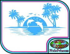 Dolphin Sunset E Vinyl Sticker Car Wall Art Sign Poster Window Decal Bathroom