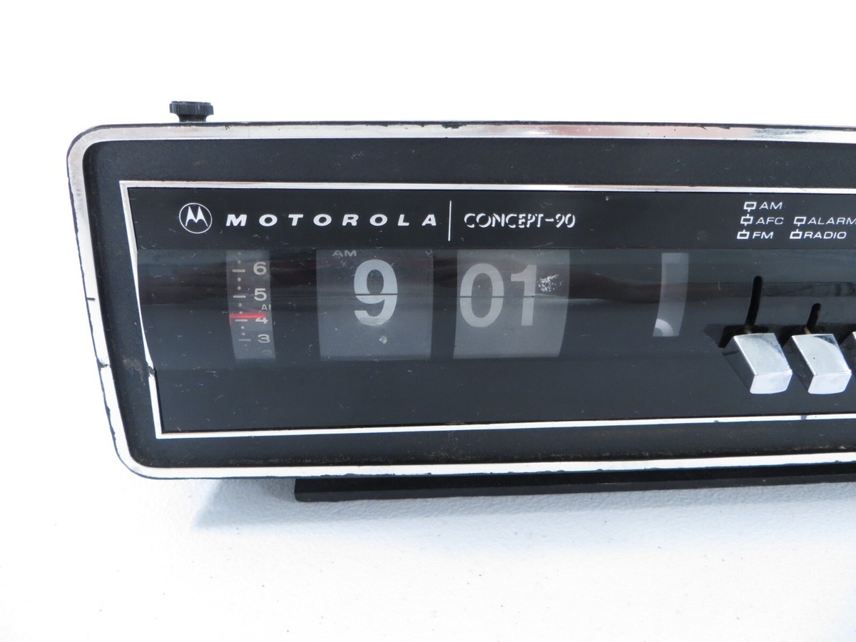 Vintage Motorola Concept-90 Black Flip Clock AM/FM Radio TESTED