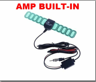 FM TV Radio Window Mount Digital Antenna 12V Amplifier Booster Built-In