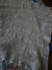 Tende vintage fatte a mano a uncinetto cotone bianco