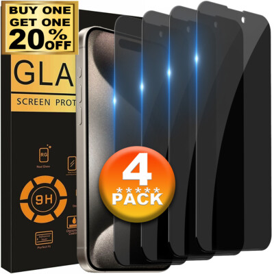 4x For iPhone 16 15 14 13 12 11 Pro Max Privacy Tempered GLASS Screen Protector