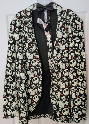Nightmare Before Christmas Mens Suit Jacket L/XL Glows & Light Up Bow Tie Jack