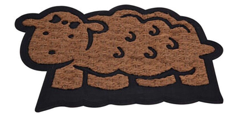 Large Non Slip Doormat Sheep Shape 40x60cm Rubber Backed Coir Indoor Outdoor Mat