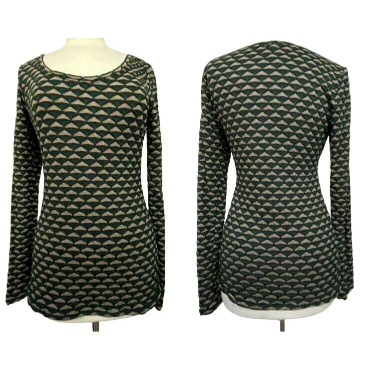 MAX STUDIO Puckered Print Pullover Long Sleeve St… - image 1