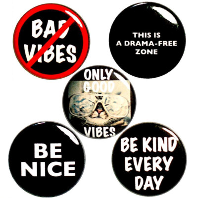 No Bad Vibes Fridge Magnets Cute Positive Magnet 5 Pack Gift Set 1'' MP35-4