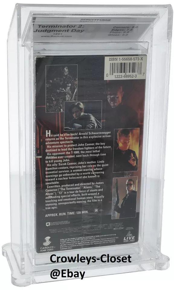 Terminator 2 VHS W/WM First Print 1991 Sealed Beckett 8.0 Arnold Schwarzenegger - Image 2 of 4