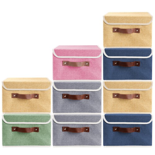 2/4/6Pcs Large & Small Fabric Storage Boxes Home Basket Container with Flip Lids - Picture 7 of 17