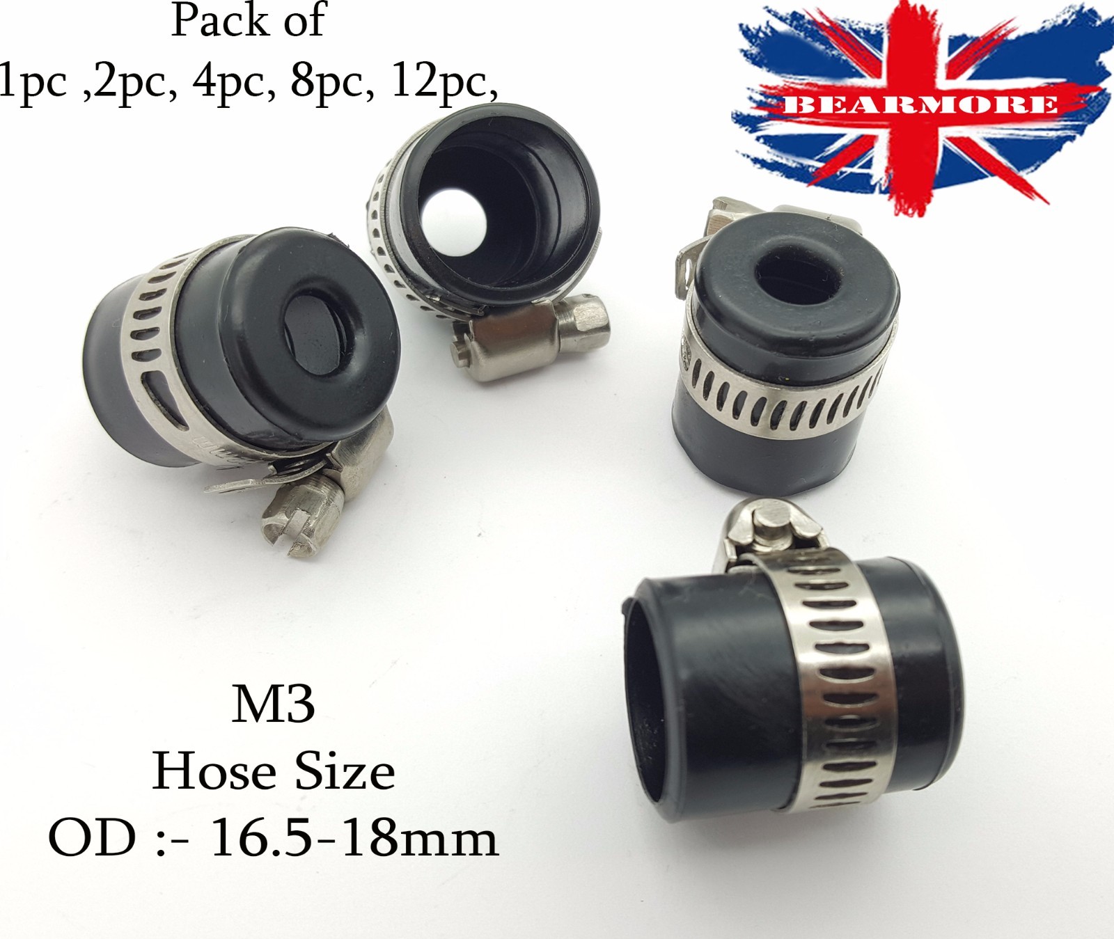 Hose End Finisher Rubber Fuel Oil Water Pipe with Clip Clamp Hose OD 16mm 18MM eBay