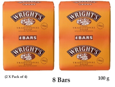 Wrights Kohlenteerseife 100g Riegel traditionelles Antiseptikum alle Hauttypen (8 Seifen)