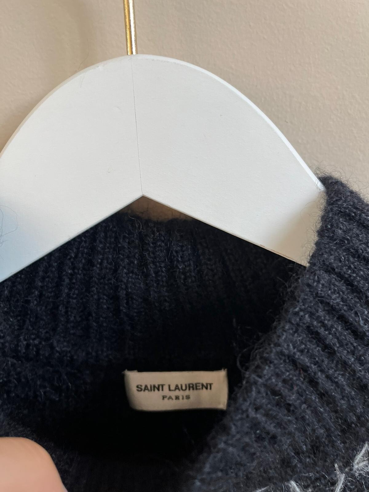 Saint Laurent Paris maglieria LS in bianco e nero NUOVA CON ETICHETTE XS