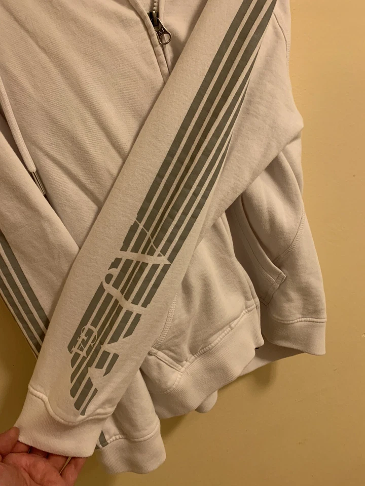 Armani Jeans Men's White /Grey Logo Graffiti Full Zip Hoodie Jacket,Size: L - Image 3 of 4