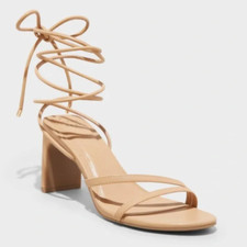 Women's Marcia Lace up Heels Beige - A New Day - SIZE 8