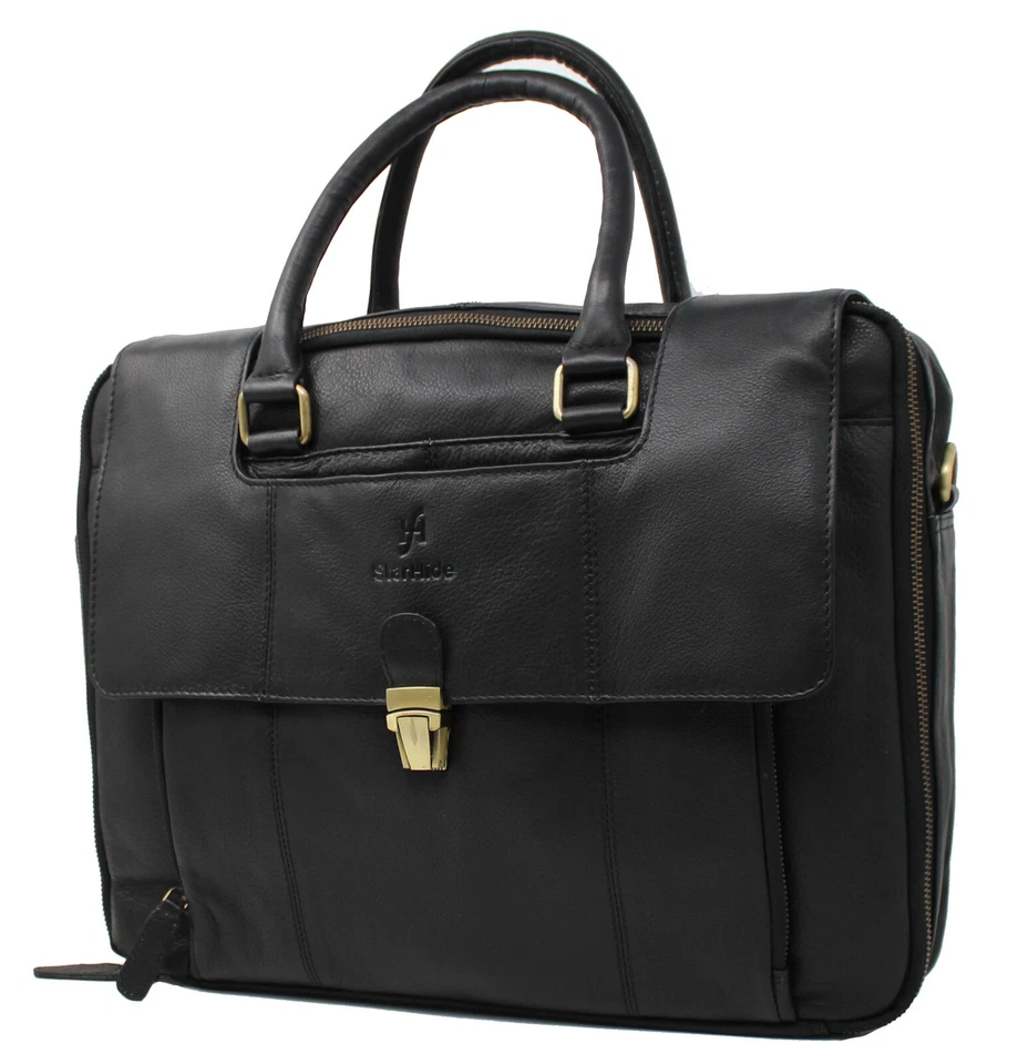 Bolso Bandolera StarHide Cuero Real 15.5 Pulgadas Laptop Viaje Negro 530 Foto 2 de 4