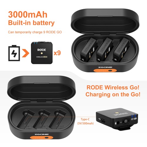 ZGCINE ZG-R30 Etui szybkiego ładowania do mikrofonów Rode Wireless Go I II Single Me - Zdjęcie 8 z 10