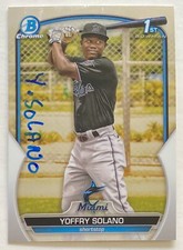 YOFFRY SOLANO RC SIGNED IP 2023 1ST BOWMAN CHROME PROSPECTS BCP-72 FULL AUTO