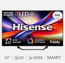 Hisense 43in QLED 4K (2160p) Smart TV Freely, AI 4K Upscaler, HDMI 2025