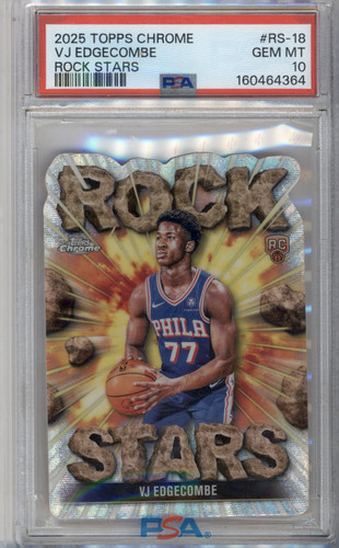 2025 TOPPS CHROME ROCK STARS #RS-18 VJ EDGECOMBE PSA 10 ROOKIE RC