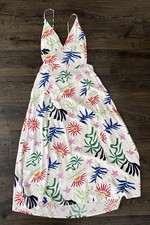 LOFT Beach Tropical Floral Print Long Tie Back Midi Dress Sz 12 NWT