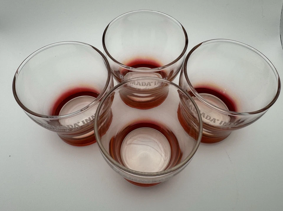 Vintage 4 RARE Ramada Inn Hotels Ruby Bar Glasses - Image 2 of 4