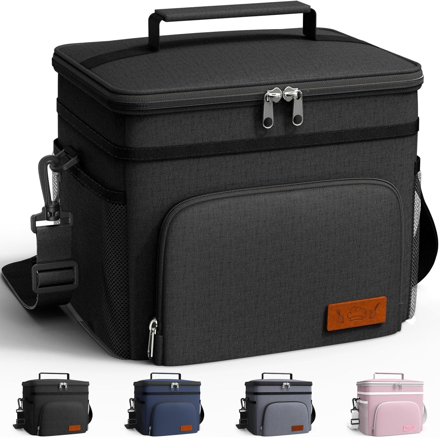 Lunch Bag With 4pockets Medium, Black,10.2"&times;6.9"&times;8.5