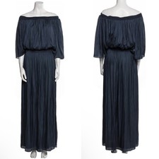 Halston Heritage off the shoulder maxi navy dress