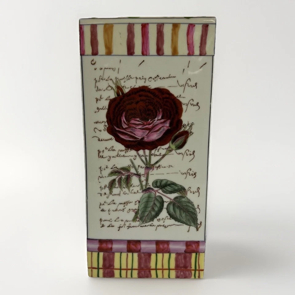 John Derian New York Peint á la main en Chine 大号花卉花瓶 – 12 英寸 x 6 英寸 x 6 — 第 2/4 张图片