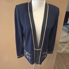 Gorgeous St.John Collection Navy Santana Knit Jacket Size: S