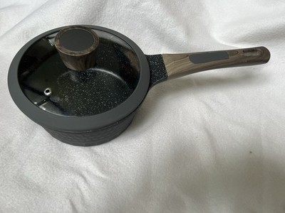D&W Saucepan NonStick Pot With Lid 7 inch Small 1.9 Qt Gray