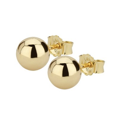 Kugel Ohrstecker Gelbgold 585 / 14 Karat - 7 mm - Balle Ohrringe - Rund - Neu