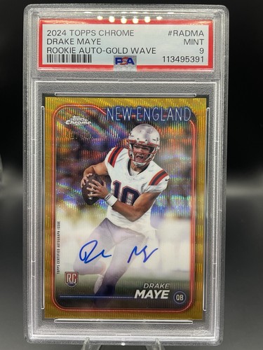 Drake Maye [Gold Wave] #RA-DMA 2024 Topps Chrome Rookie Autograph card