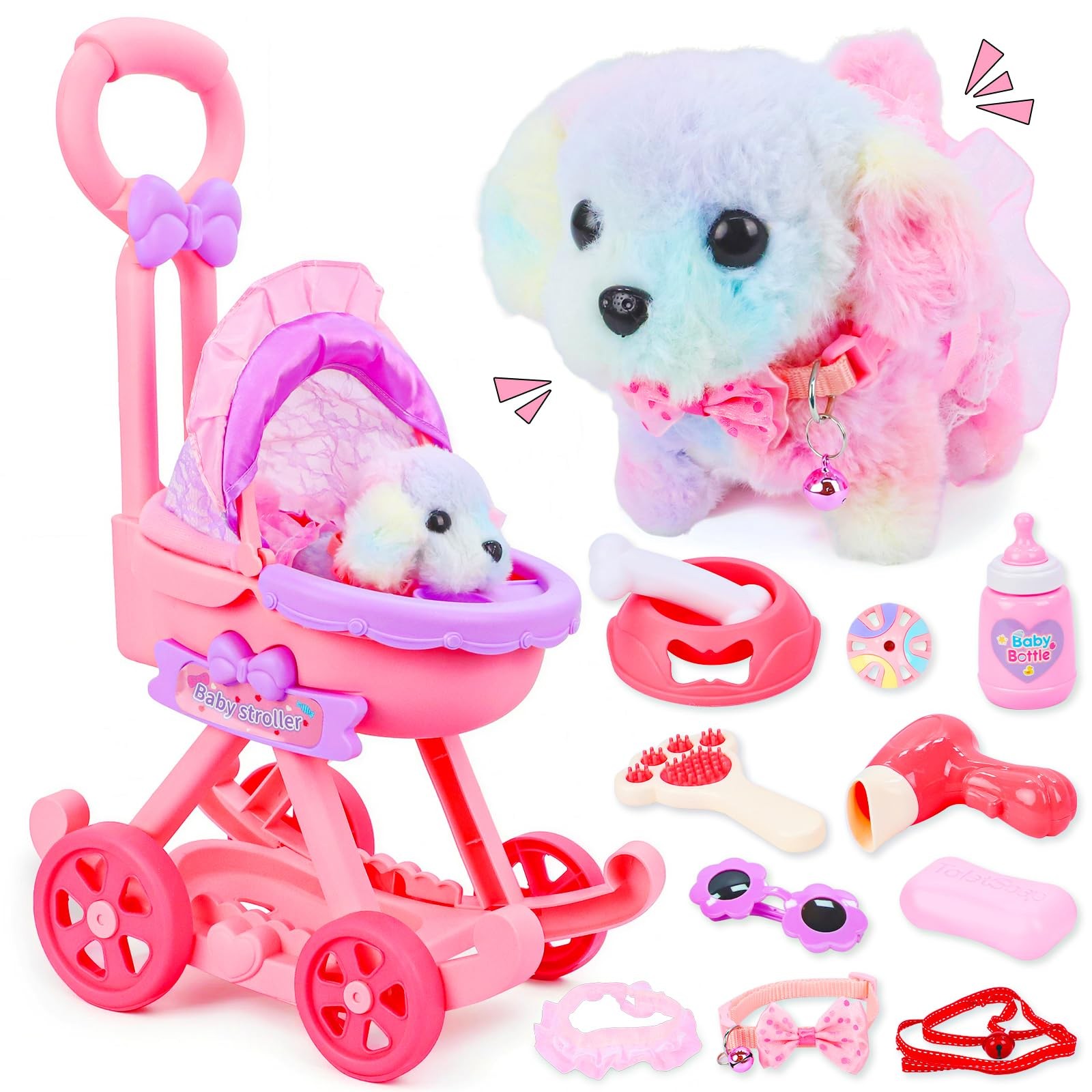 For Girls, Pretend Puppy Stroller Playset For , Electronic I
