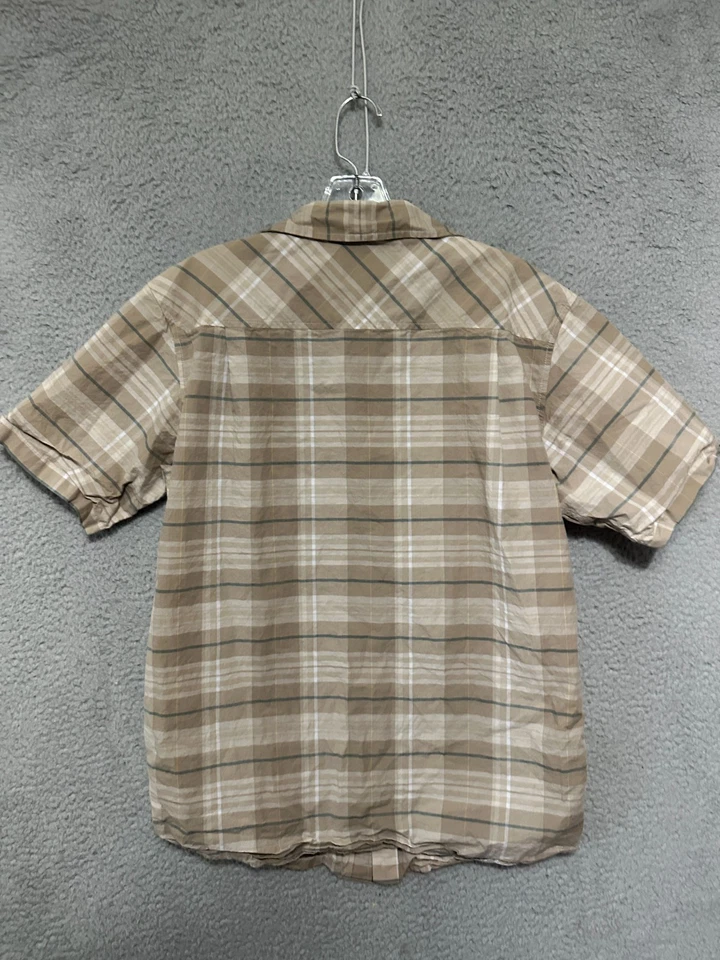 Alpine Design Men's Shirt Button up Size Medium Plaid Beige Short Sleeve Adult - Image 4 of 4