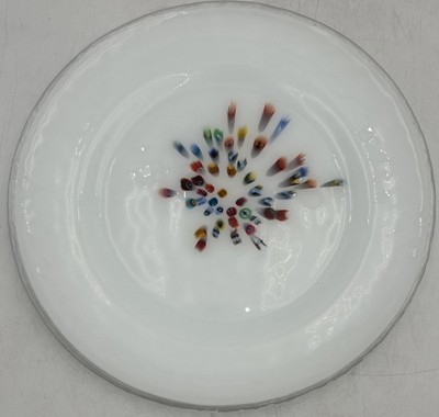 Set of 6 VTG Crate & Barrel Murano Carnivalle Millefiore Art Glass Plates 13 