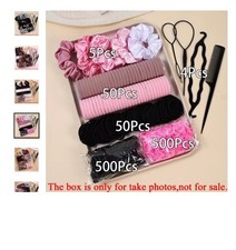 1109pcs Women Dark Hair Accessories Set Elastic Seamless Ponytail Scrunchies