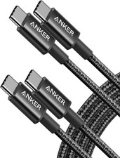 Anker USB C to C Charger Cable, New Nylon (6 ft, 1.8M+1.8M, Black 