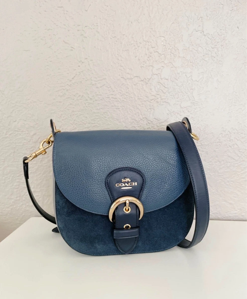 Coach Women's Suede Exterior Blue Bags & Handbags for Women for