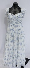 Azazie Women's Anaya A-Line Chiffon Dress CA4 Blue Cottage Floral Size US:A8 NWT