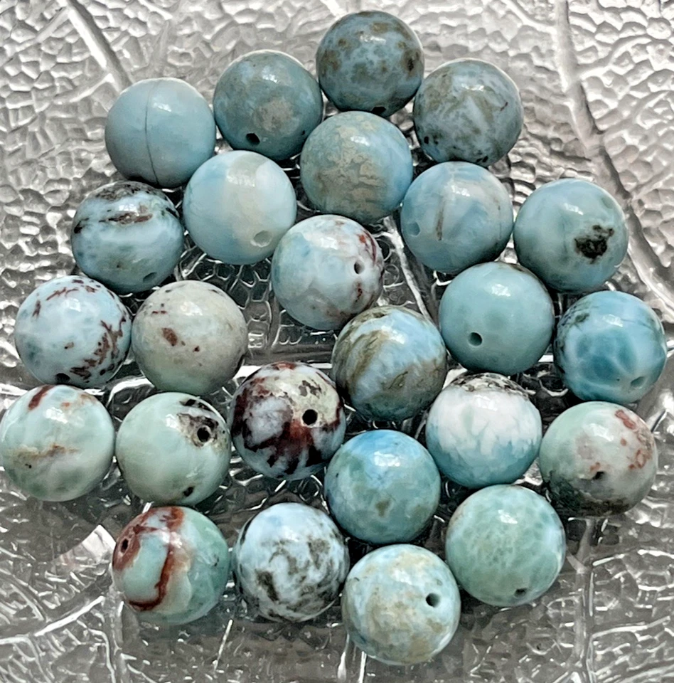 Blaue Larimar Perlen Mit Loch 30 Stück 11 mm Edelstein Heilstein Kristall DIY - Bild 2 von 4