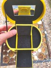 VINTAGE '97 Wolf Designs Inc Yellow Sparkle Jewelry Box Travel Case With Mirror  — photo 5