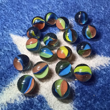 Lot of 18 One inch "Cats Eye" Glass Marbles - Mixed Colors, Machine Made