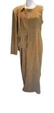 Vtg Y2k 2 Pc Faux Suede Maxi Dress Jacket Western Prairie Country Primitive 