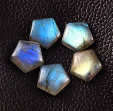 Natural Blue Labradorite Pentagon Cabochon 10mm To 20mm Loose Gemstone