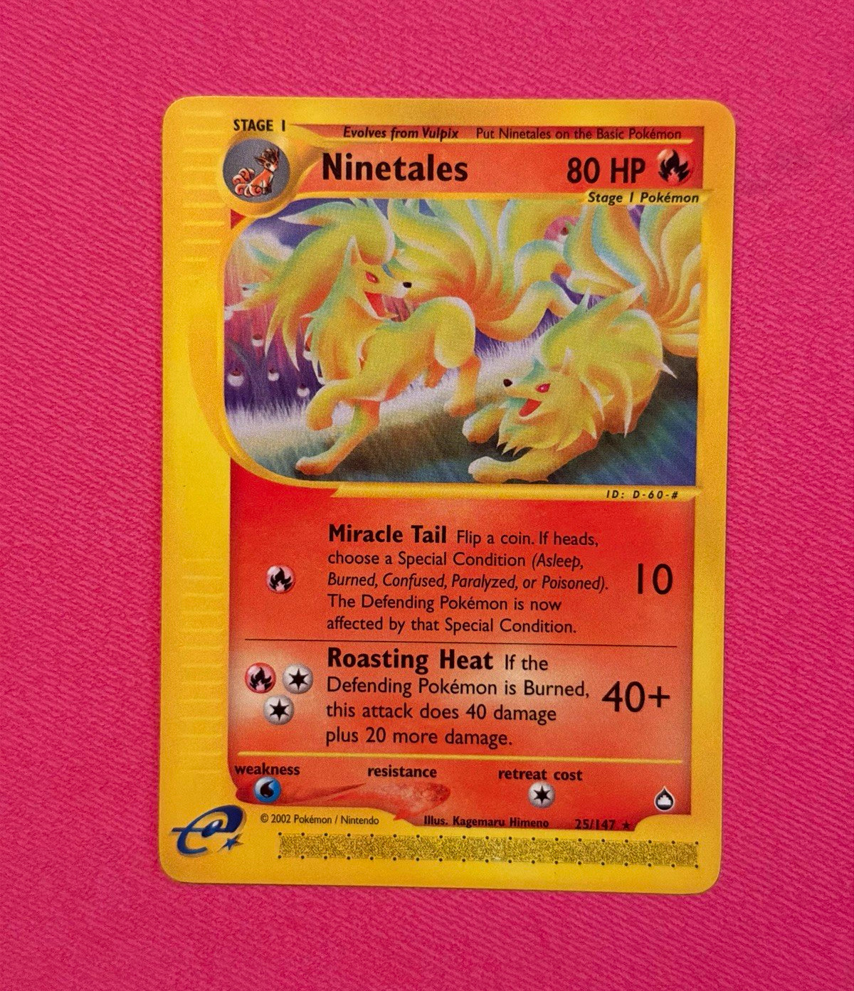Pokemon TCG Ninetales 025/147 Aquapolis Rare Stage 1 Regular 2002 (NM)