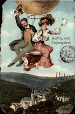 Schlangenbad Germany hot air balloon Edwardian couple Ausflug Nach UDB 1905 a706