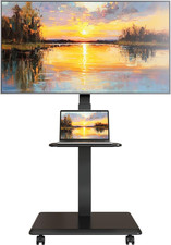Steel Base Rolling TV Stand for 32-75 Inch Tvs up to 110 Lbs, Leveling & Tilt &