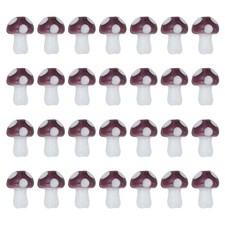 0.6" x 0.5" Cute Mushroom Beads, 28 Pcs Small Glass Beads, Purple